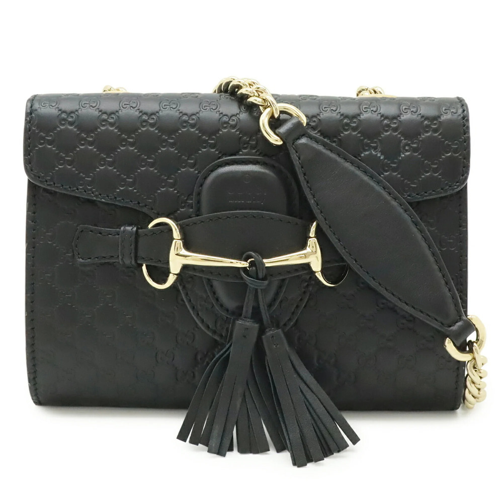 GUCCI Black Leather Shoulder Bag